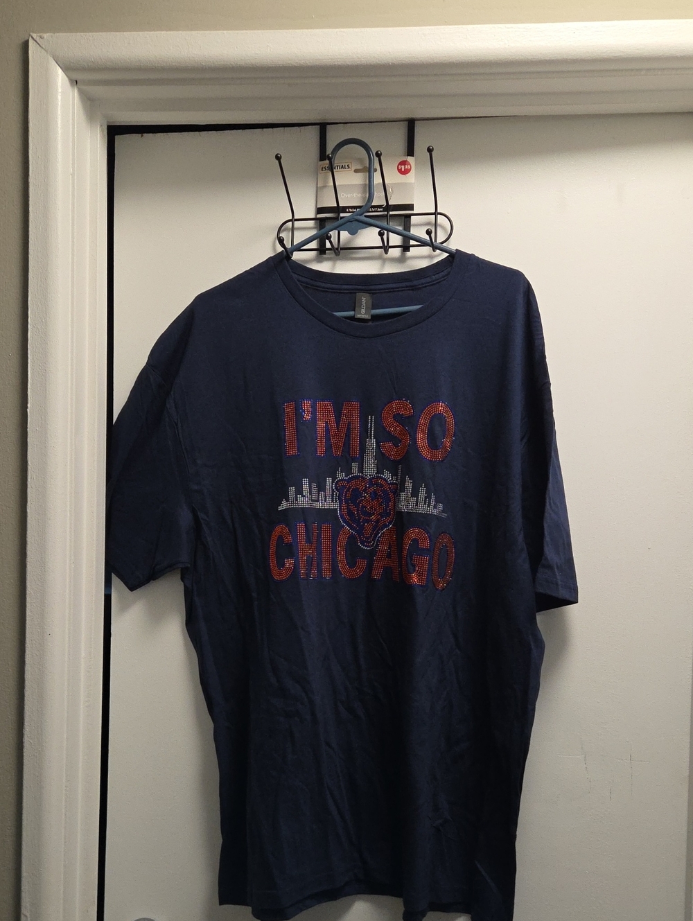 Navy Short Sleeve "Chicago Bears" Graphic Tee w/ Rhinestone Accents